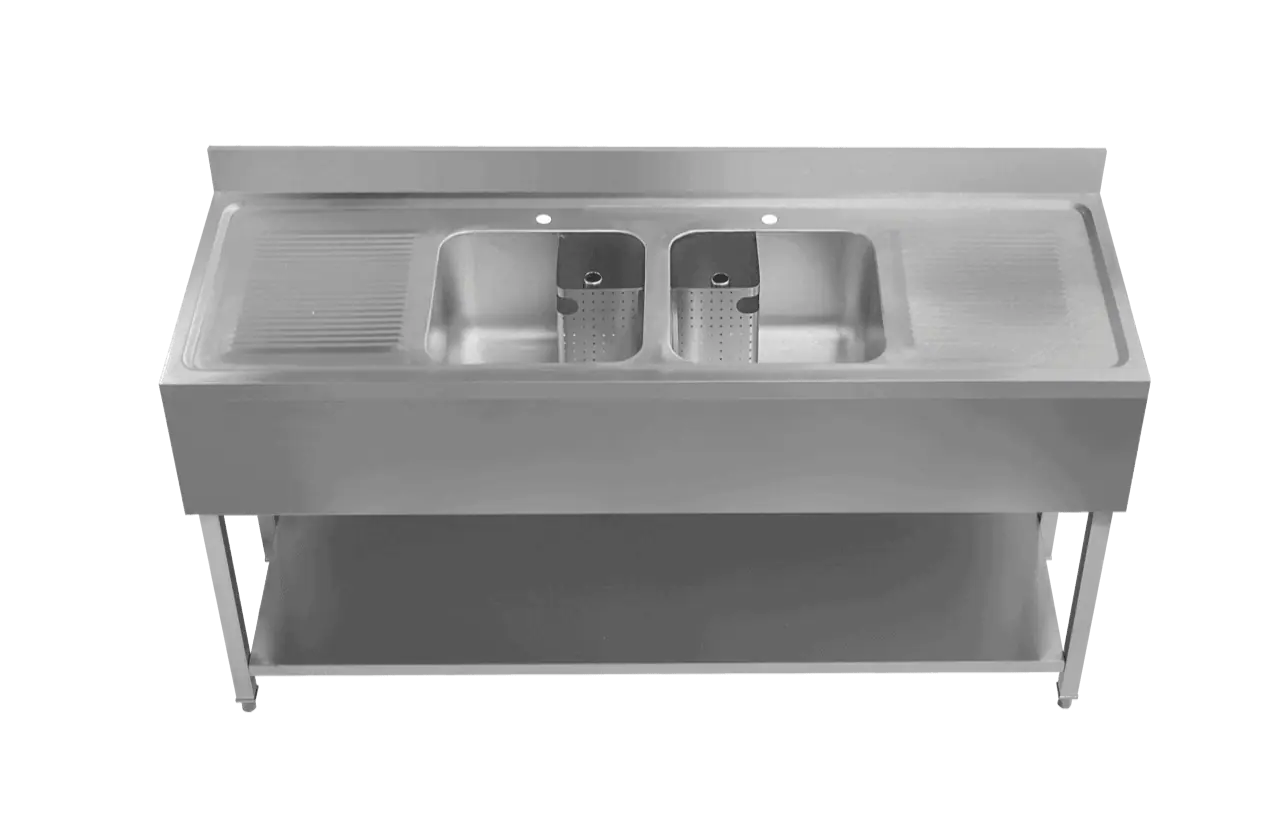 double bowl double drainer 1800 - commercial catering sinks