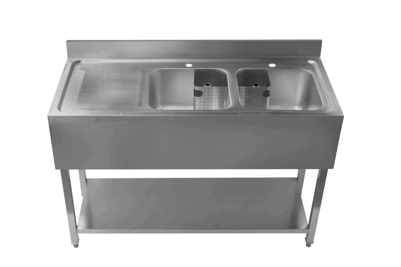 left hand drainer double bowl commercial sink - commercial catering sinks