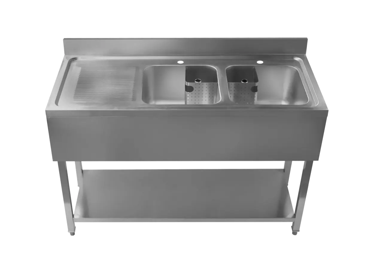 left hand drainer double bowl commercial sink - commercial catering sinks