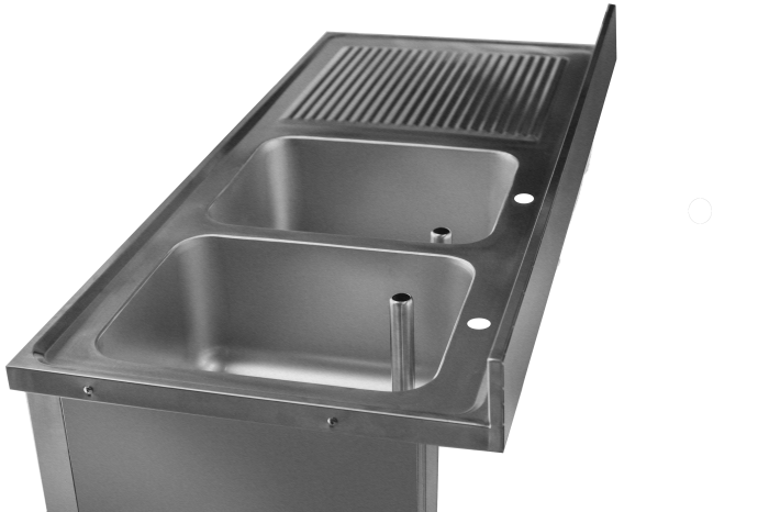 Stainless Steel Double Sink Cabinet For Dishwashers - commercial catering sinks