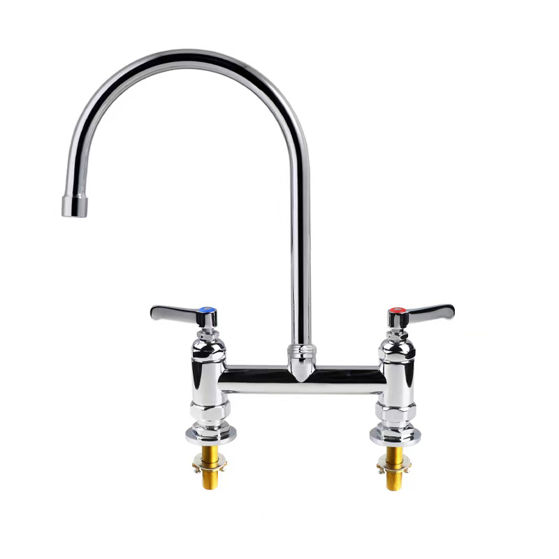 Commercial Mixer Tap Heavy Duty Gooseneck Twin Pedestal 18 Commercial Gooseneck Dual Feed Tap