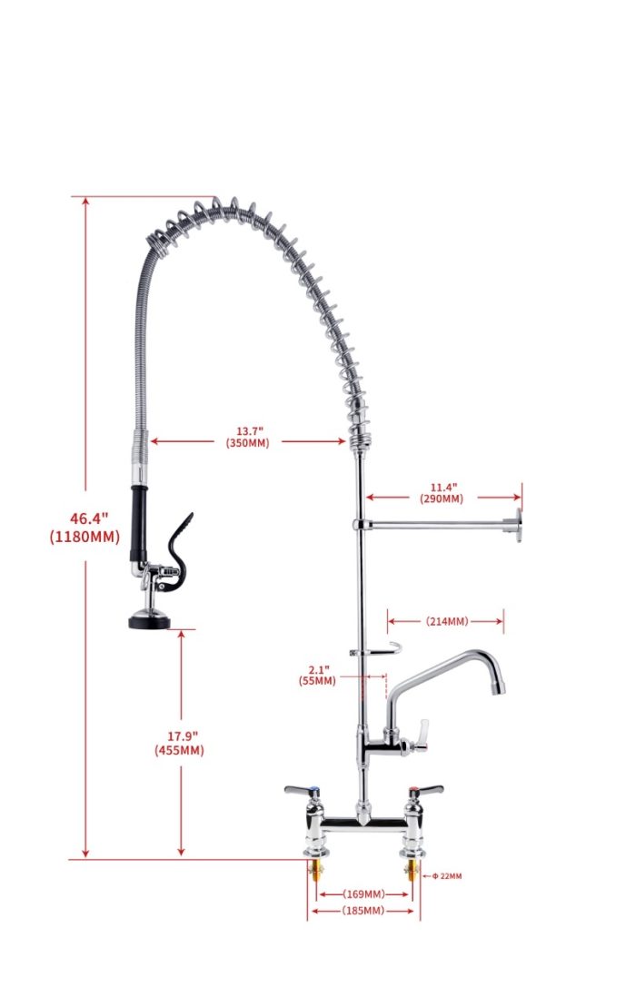 Dual twin feed pre rinse spray tap + filler