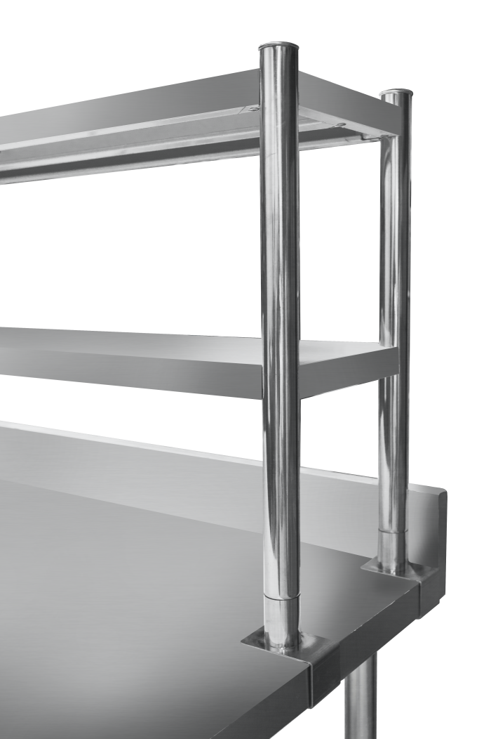 900mm Wall Table with Double Over Shelves - Cater Kitchen