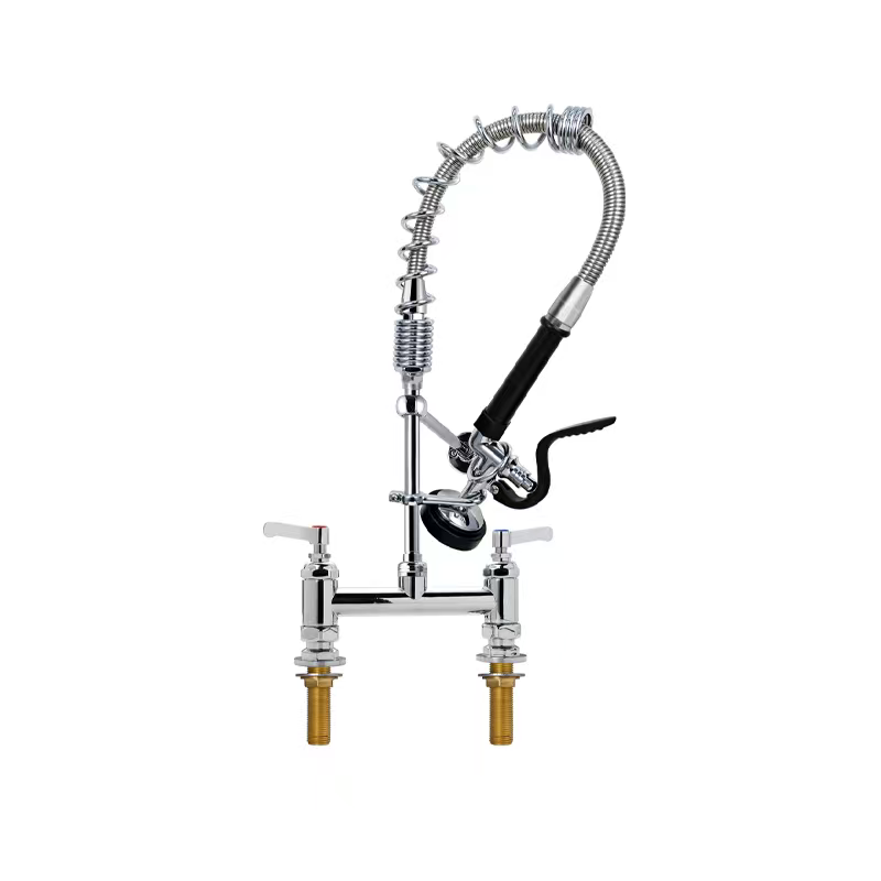 Small twin pedestal commercial rinse spray tap