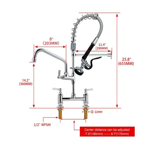 Twin Feed Low Height Rinse Spray Tap + Bowl Filler